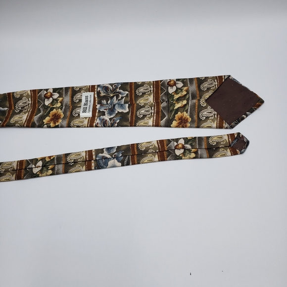 Bill Blass Silk Vintage Floral Paisley Patterned Tie - Picture 7 of 12